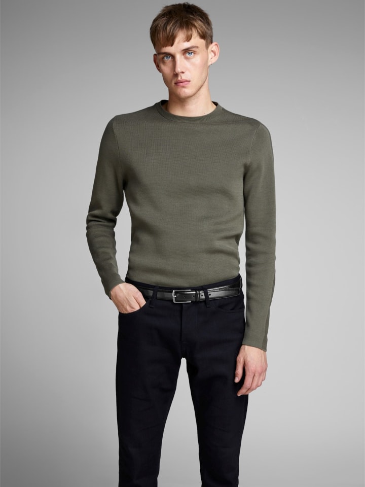Jack & Jones Legerer Echtleder Gürtel Leather Belt JACCHRISTOPHER in Schwarz günstig kaufen 90 cm