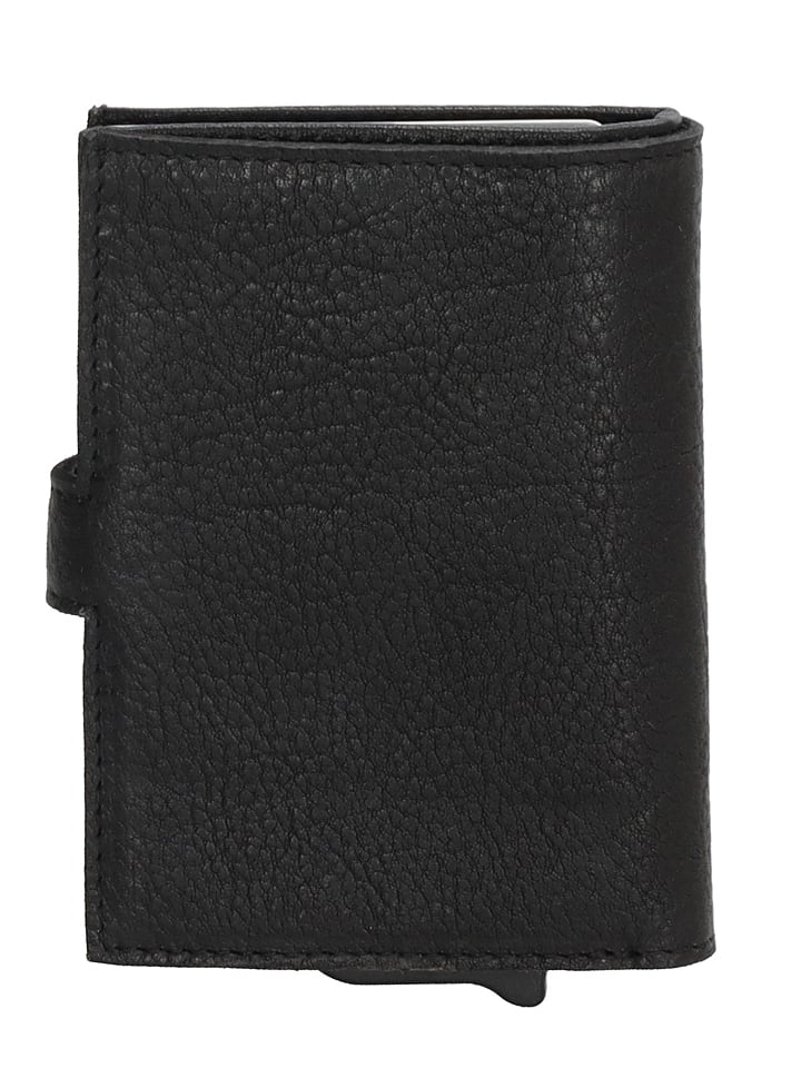 HIDE & STITCHES Leder-Geldbörse in Schwarz - (B)7,2 x (H)10 x (T)1,5 cm günstig kaufen onesize