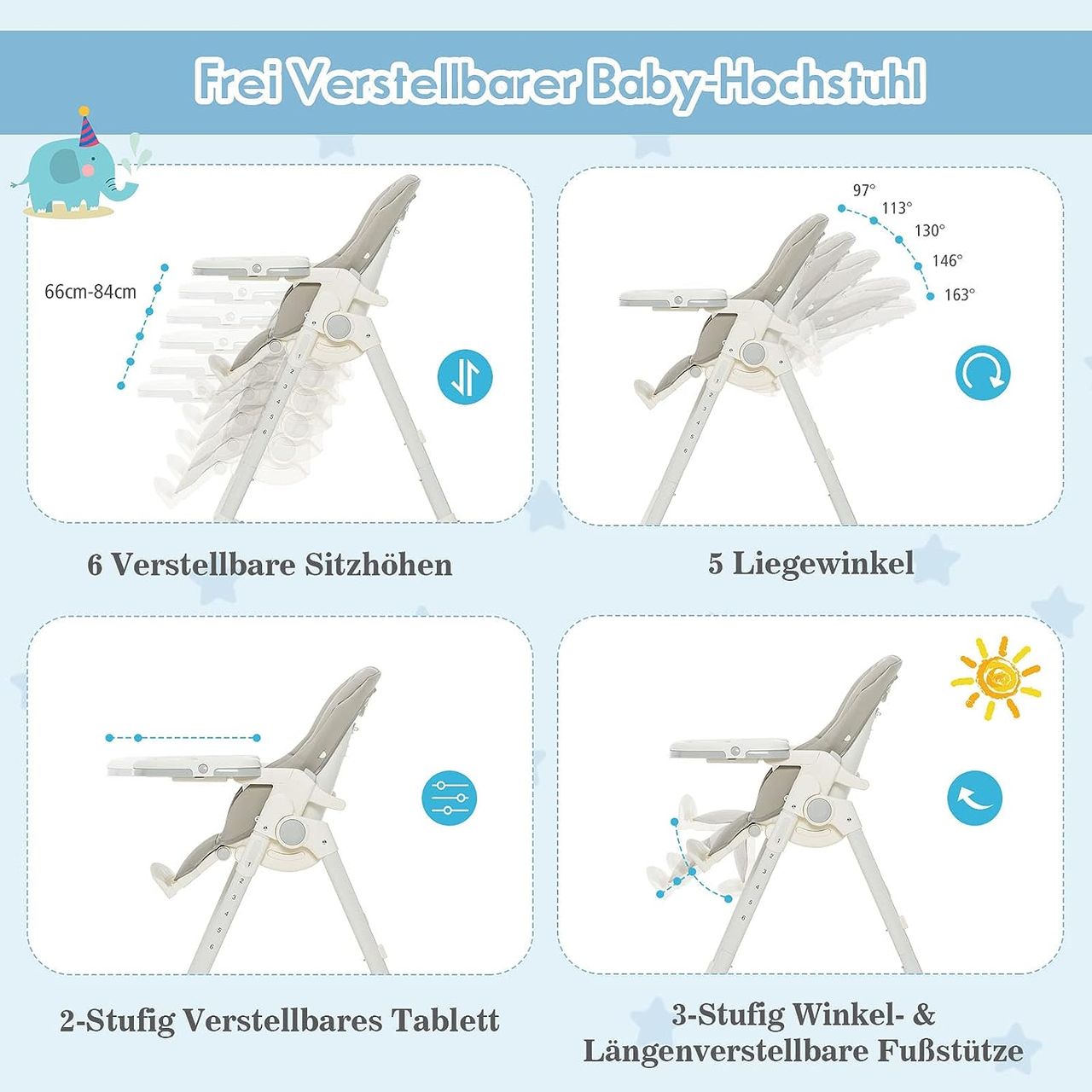 Costway Babyhochstuhl klappbar