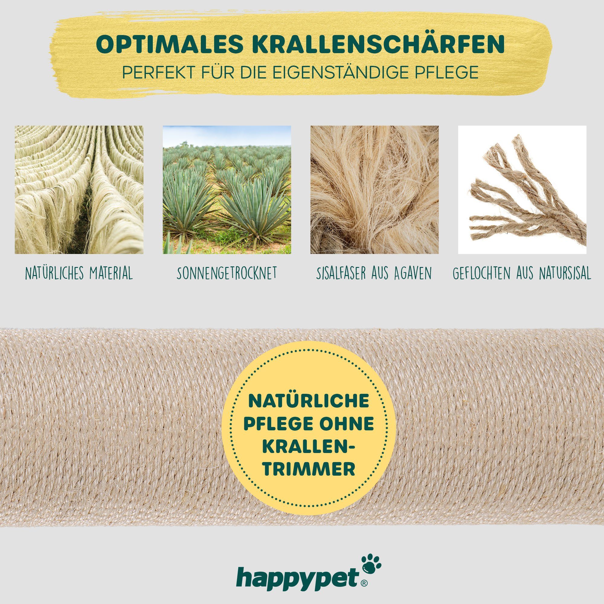 Happypet Kratzbaum Sisalseil, DIY Sisalschnur Hanfseil, Krallenpflege für Katzen, Gratis Spielmaus