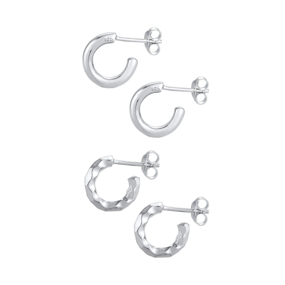 Elli Elli Boucles d'Oreilles Elli - Set Basic Minimal Boucles d'Oreille Femme - (925/1 Boucles d'oreilles