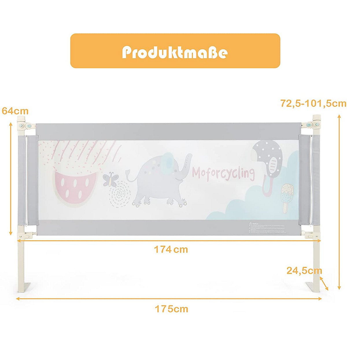 Bettschutzgitter 175cm Elefant höhenverstellbar