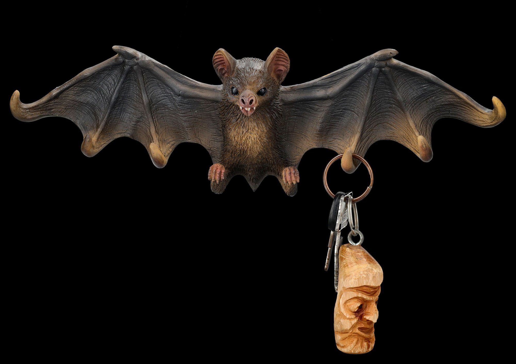 Figuren Shop GmbH Schlüsselbrett Schlüsselbrett - Braune Fledermaus - Tierfigur Fantasy Wanddeko