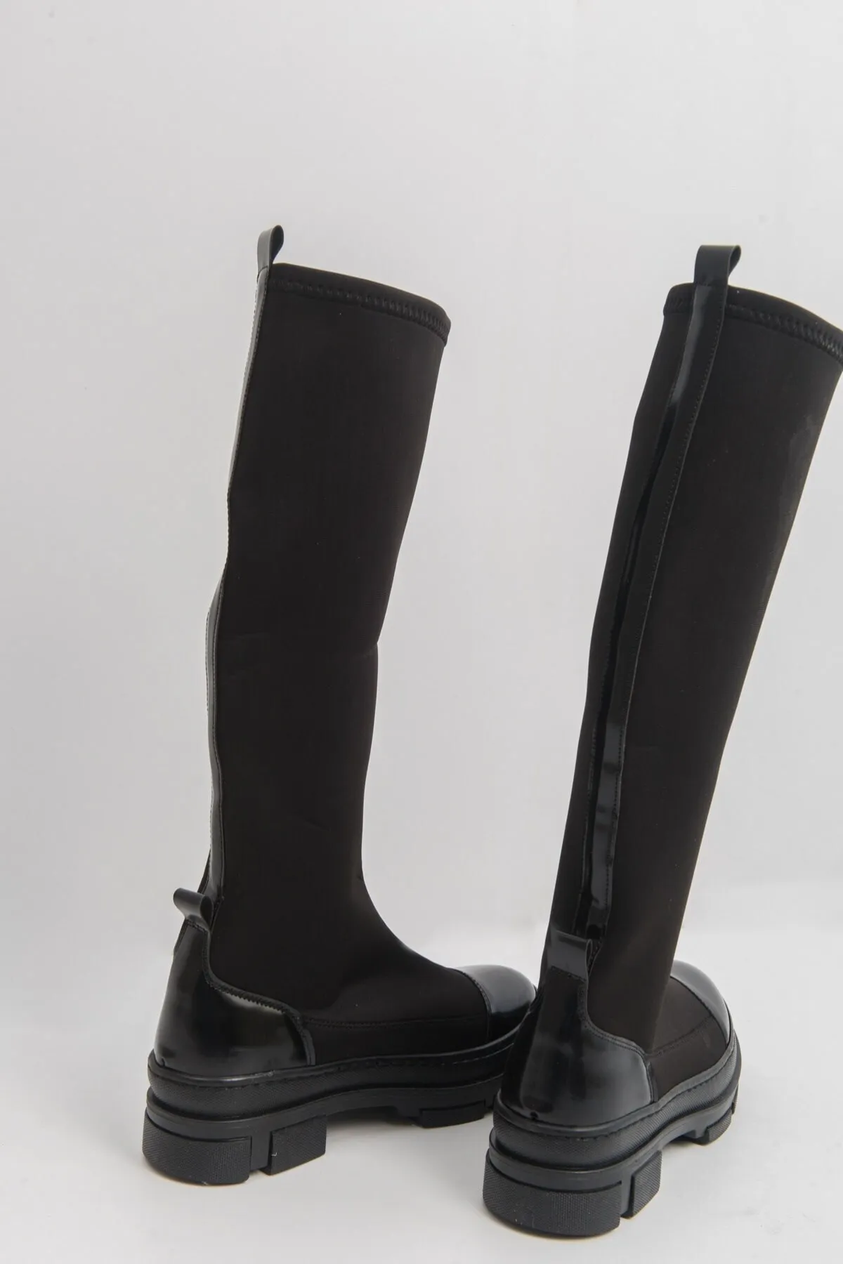 LuviShoes  Bella Black Scuba Damenstiefel