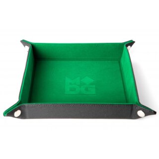 Velvet Folding Dice Tray 10x10 Green with Leather Backing