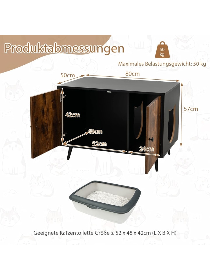 COSTWAY Katzenschrank in Braun günstig kaufen 50 cm
