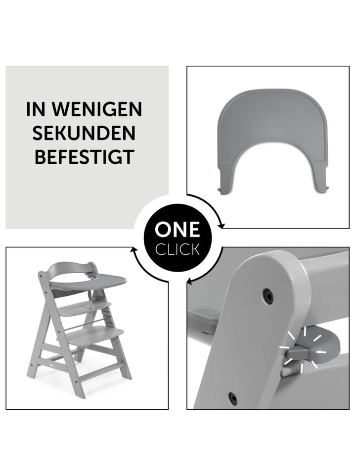 Hauck Hochstuhl Alpha Plus Grau - im Sparset inkl. Essbrett in grau günstig kaufen onesize