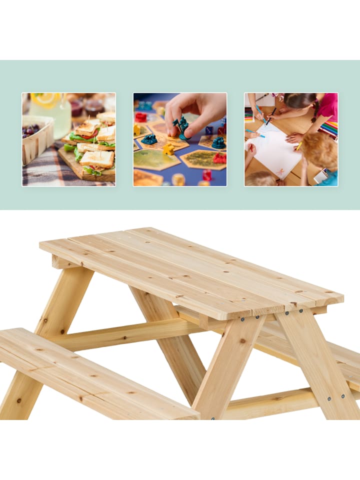 relaxdays Kindersitzgruppe In Natur - (B)90 x (H)51 x (T)78 cm günstig kaufen onesize