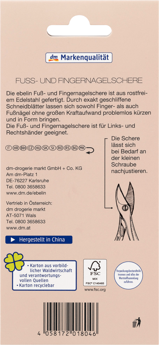 Fuß- und Fingernagelschere, 1 St