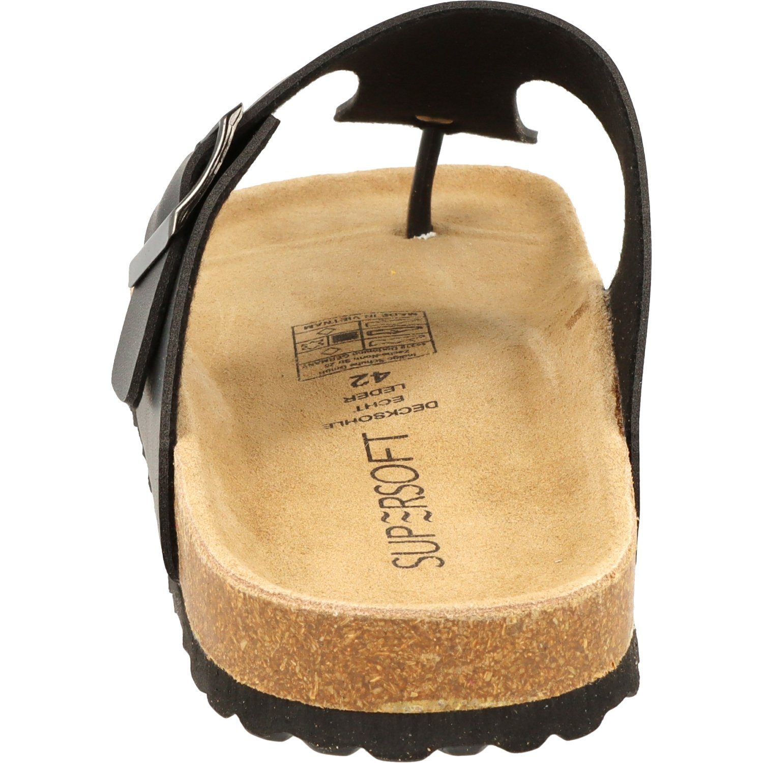 SUPERSOFT 174-066 Herren Pantolette Sandalen Hausschuhe Lederfußbett Zehentrenner