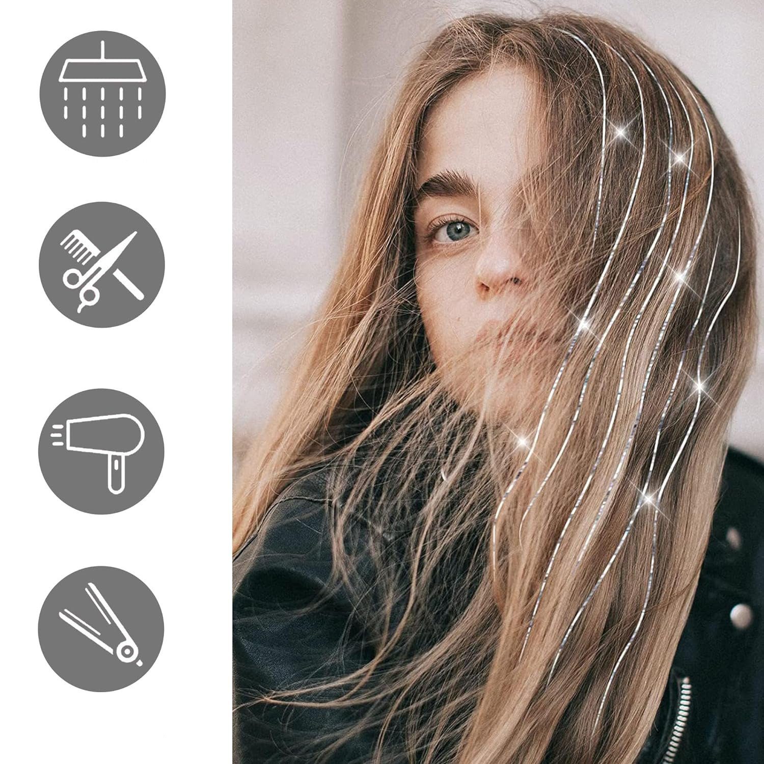 Zeaicos Anhänger 4pcs kette für haare haarketten glitzer haar ketten Quaste Haarspangen