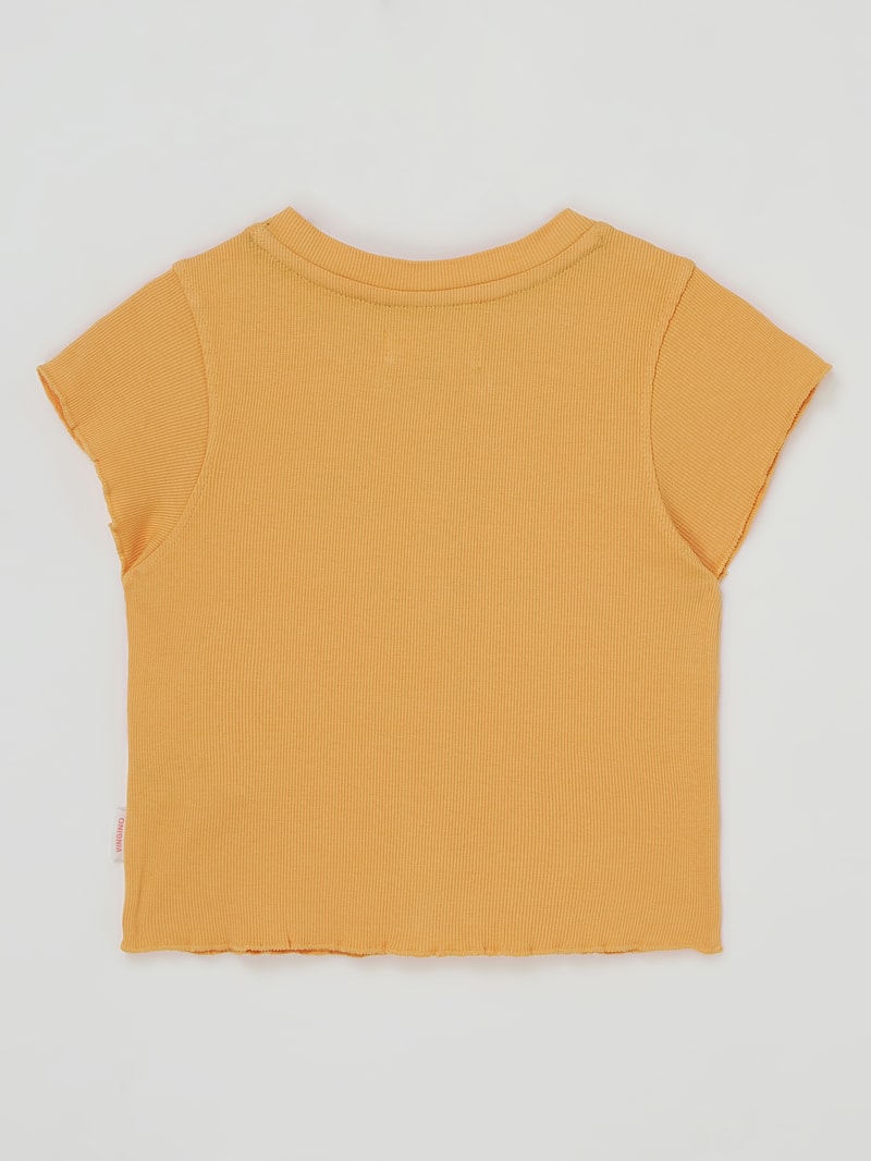 T-Shirt mit Knopfleiste Modell 'Henrieke' in senfgelb