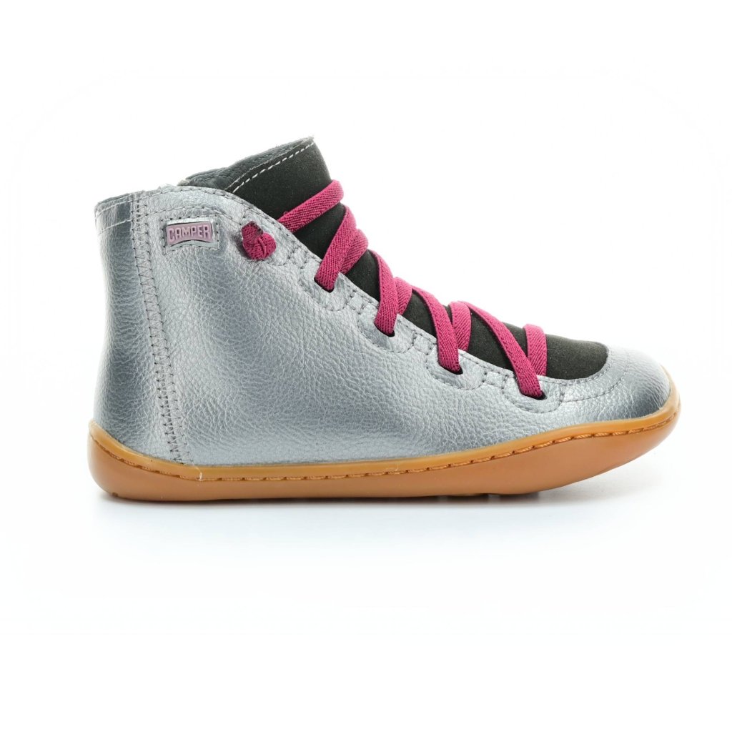 Camper Peu Cami Gust. Gunmetal, Meteor (90085-083) silberne Barfuß-Stiefeletten