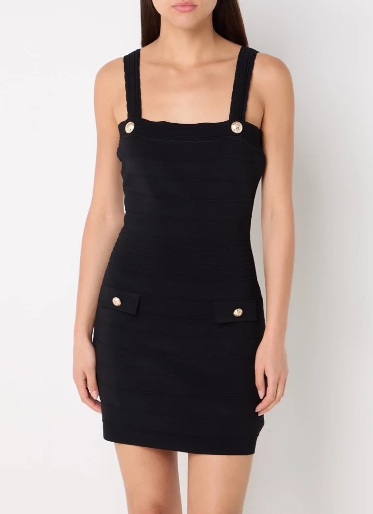 Vestido curto NIKKIE Donna em malha canelada com botões decorativos
