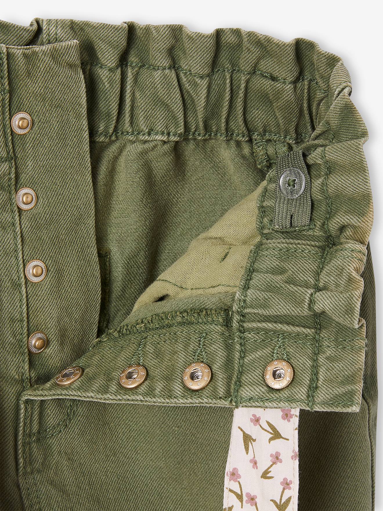 Vertbaudet Mädchen Paperbag-Hose mit Stoffgürtel - grün