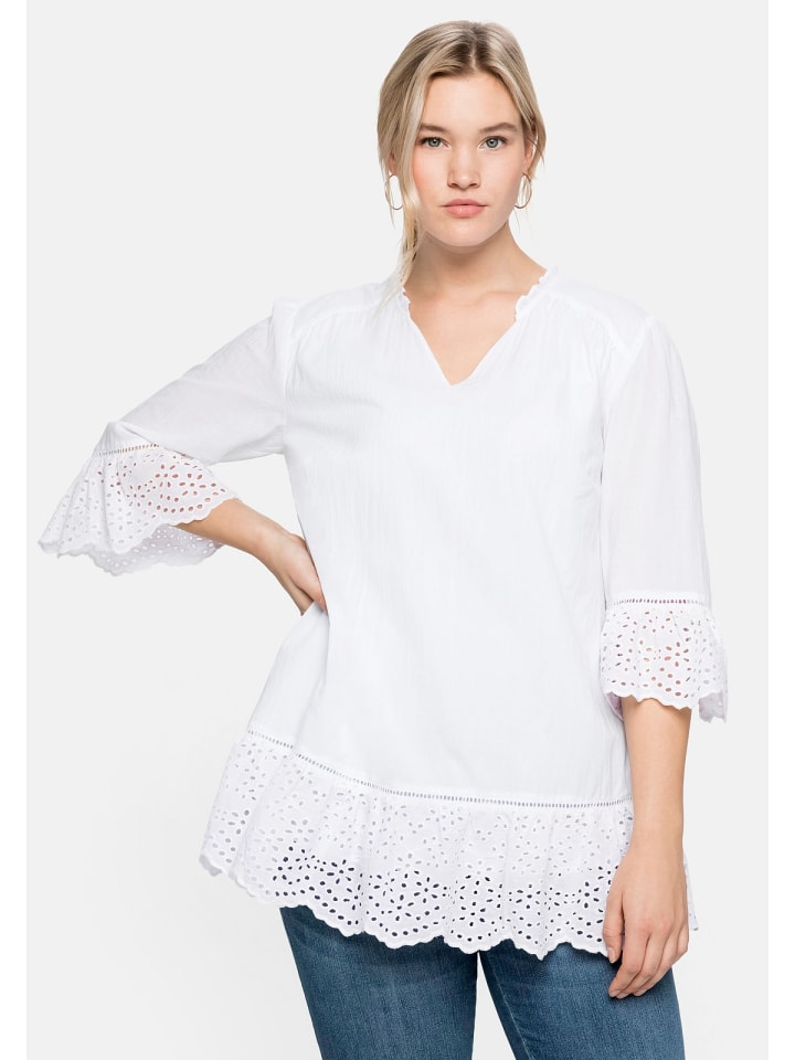 sheego Longtunika in weiß günstig kaufen