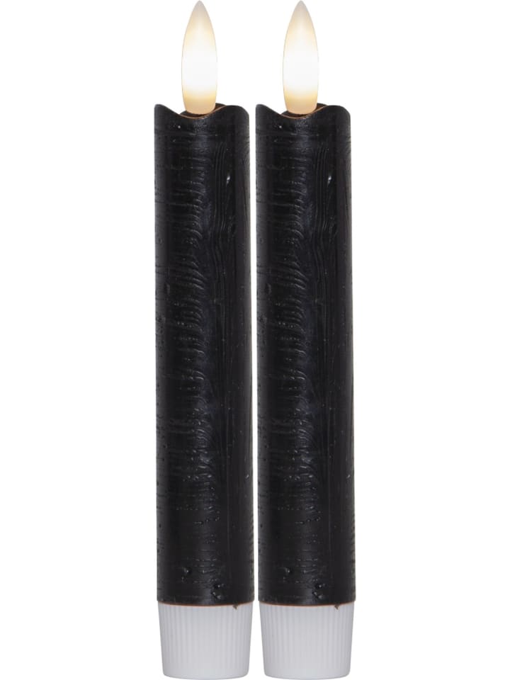 STAR Trading LED Stabkerzen Flamme 2er-Set aus Wachs in Schwarz günstig kaufen onesize