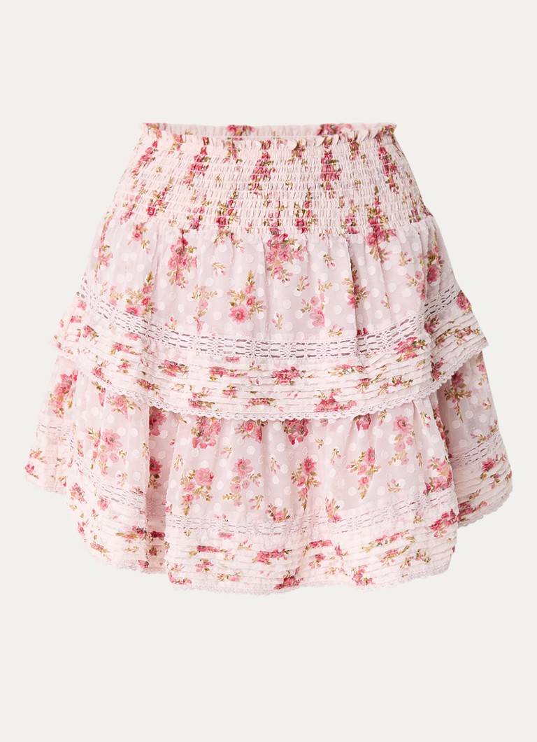 Minigonna a balze con stampa floreale Neo Noir Kenya Dreamy Rose