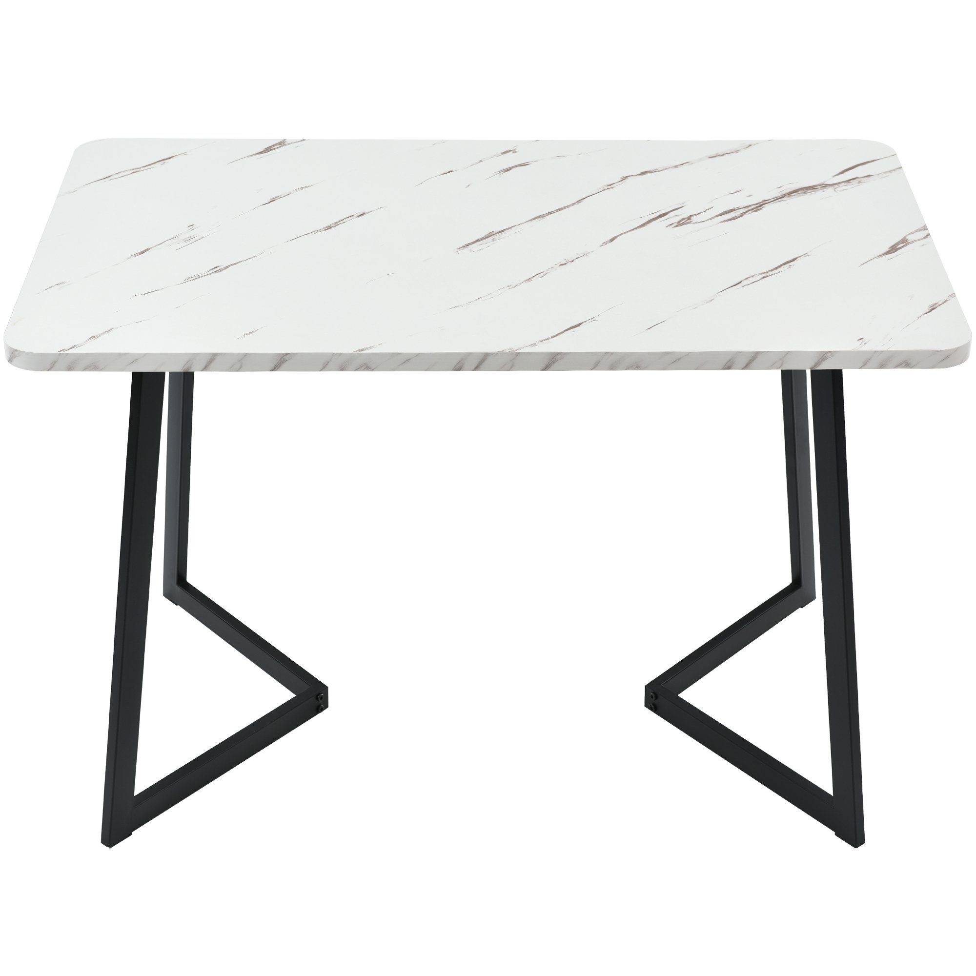 OKWISH Esstisch Rechteckiger Esstisch aus Moderner Marmor Küchentisch (Gestell aus Metall), mit Metallbeinen für Esszimmer Wohnzimmer