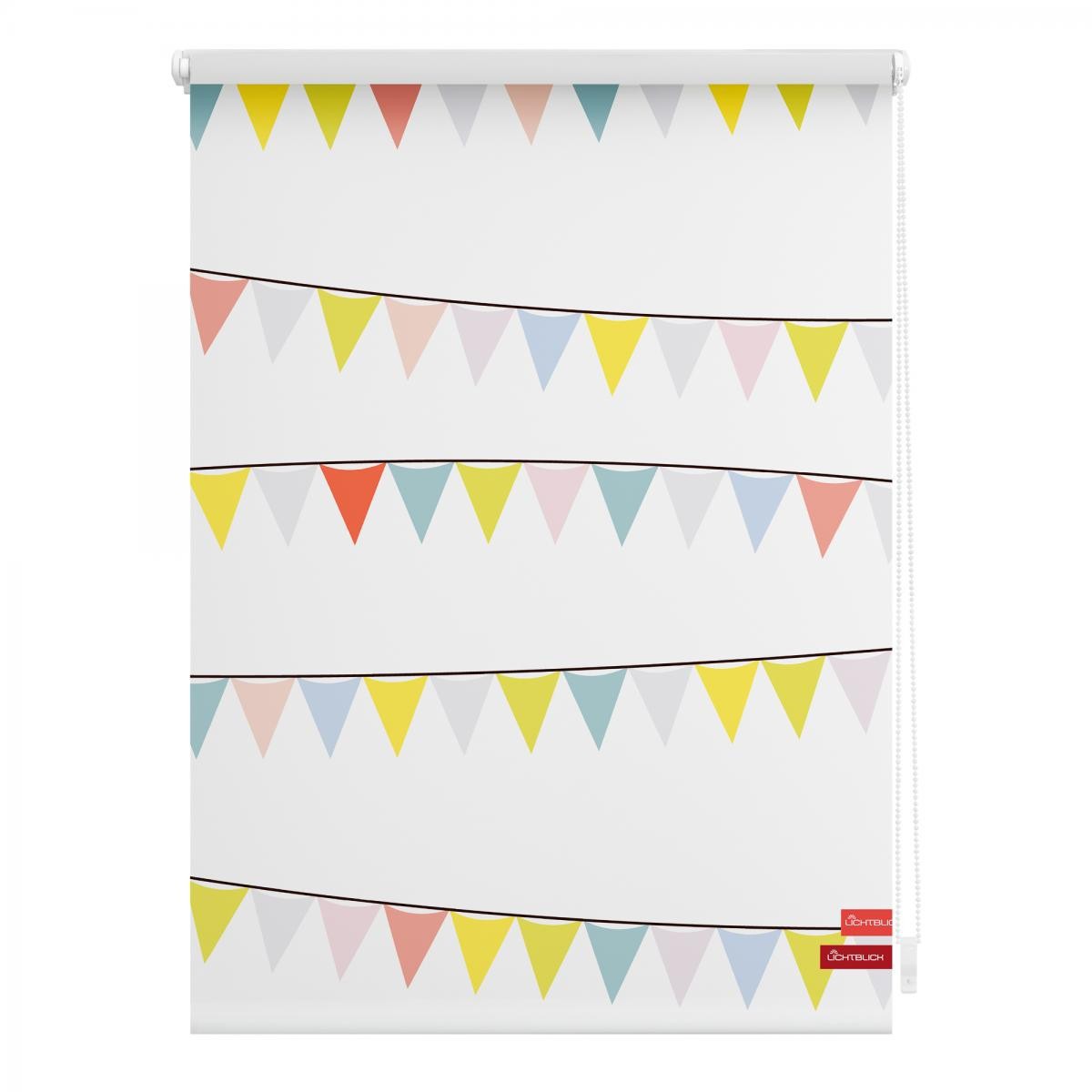 Lichtblick Rollo Klemmfix, ohne Bohren, blickdicht, Wimpelkette - Bunt, 60 x 150 cm (B x L)