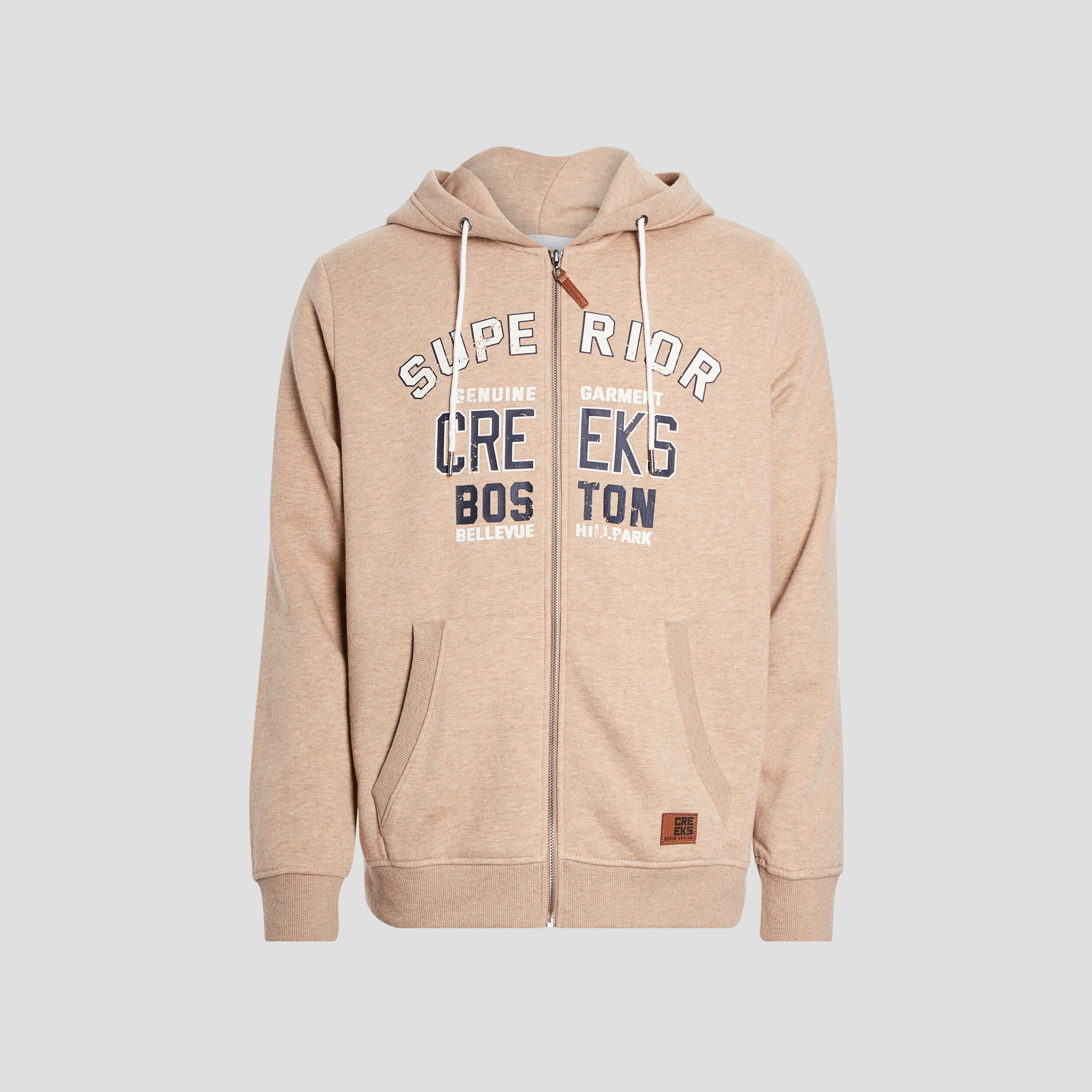 Sweat zippé à capuche Creeks camel homme | La Halle