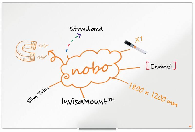 Nobo Impression Pro Whiteboard 1915399 Wandmontiert Magnetisch Emaille 180 x 120 cm Schlanker Rahmen