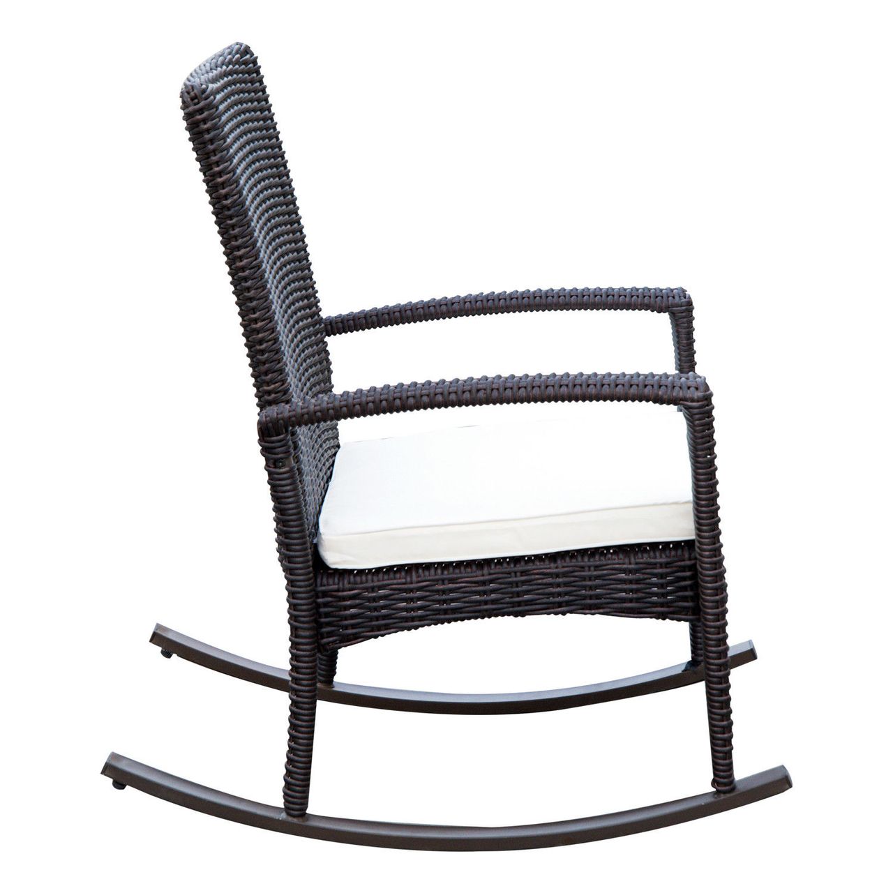 Outsunny Schaukelstuhl mit Kissen Polyrattan Metall Braun 66x88x98cm