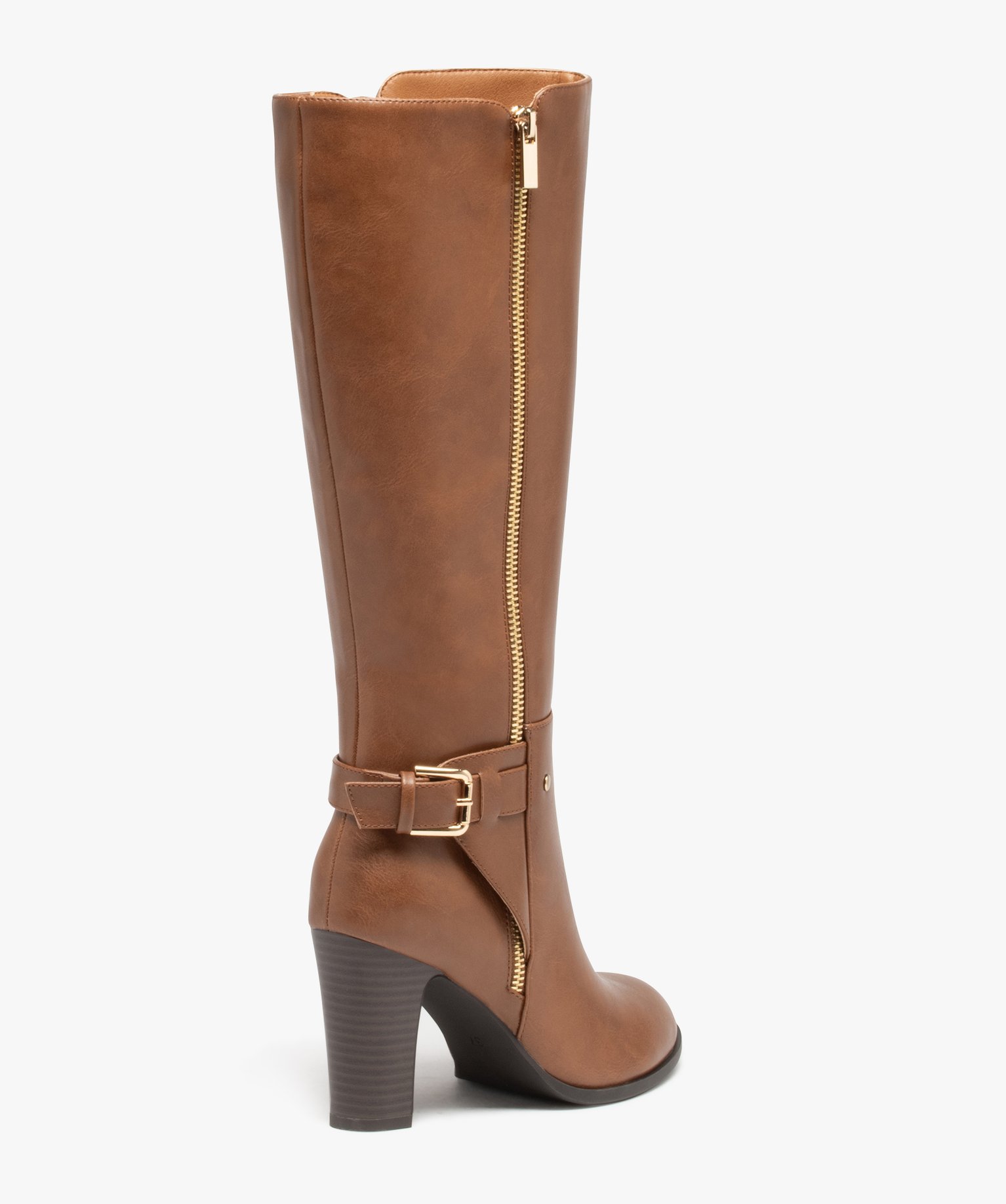 Bottes femme zippées à haut talon avec bride à la cheville camel | GEMO