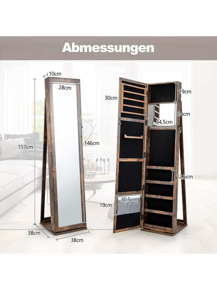 COSTWAY Schmuckschrank abschließbar 157cm in Braun günstig kaufen onesize