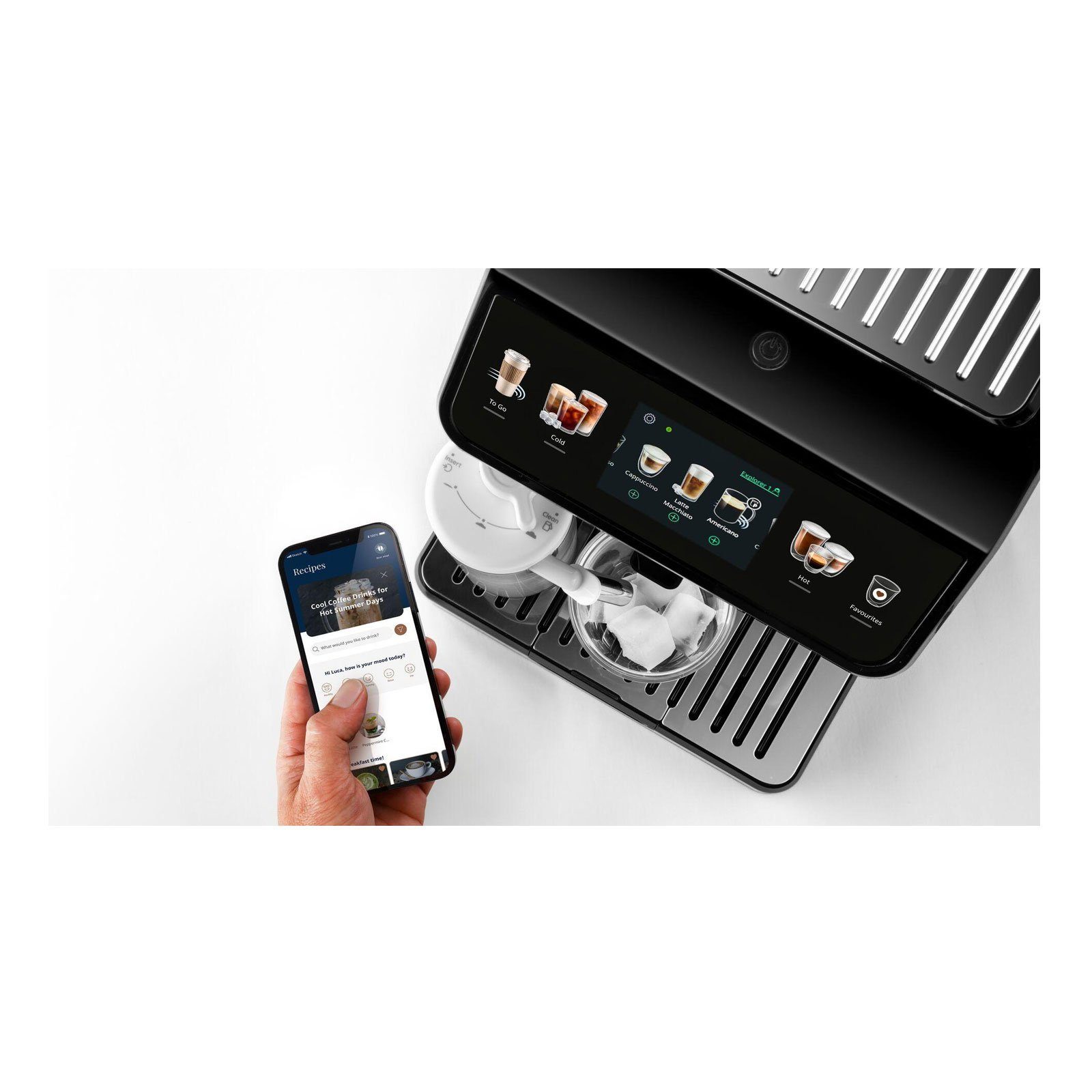De'Longhi Kaffeevollautomat Ecam 450.55.S Eletta Explore, Kegelmahlwerk, Silber, TFT Touch Display, Milchbehälter