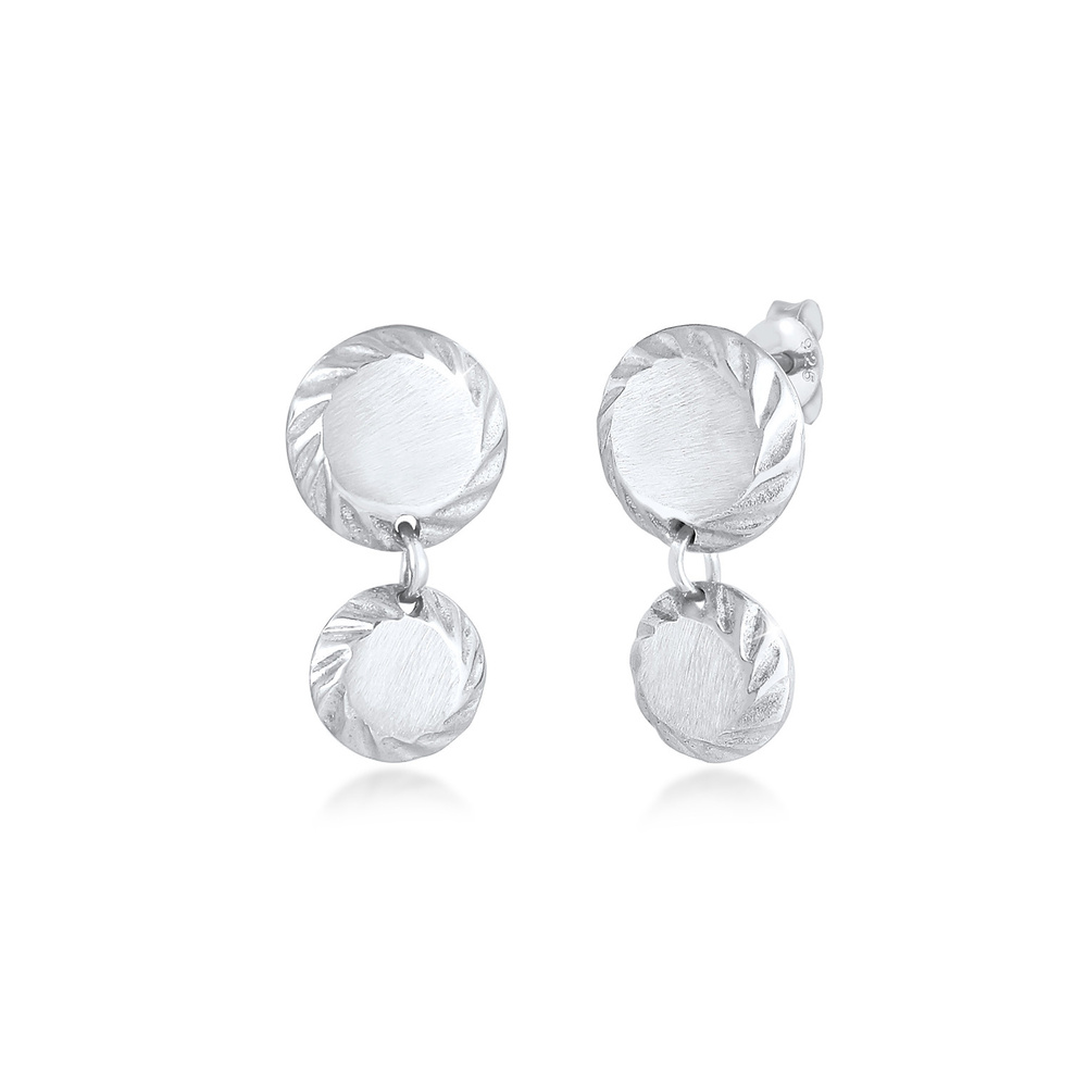 Elli Elli Boucles d'Oreilles Boucles d'oreilles dames disque rond brillant en argent s Boucles d'oreilles