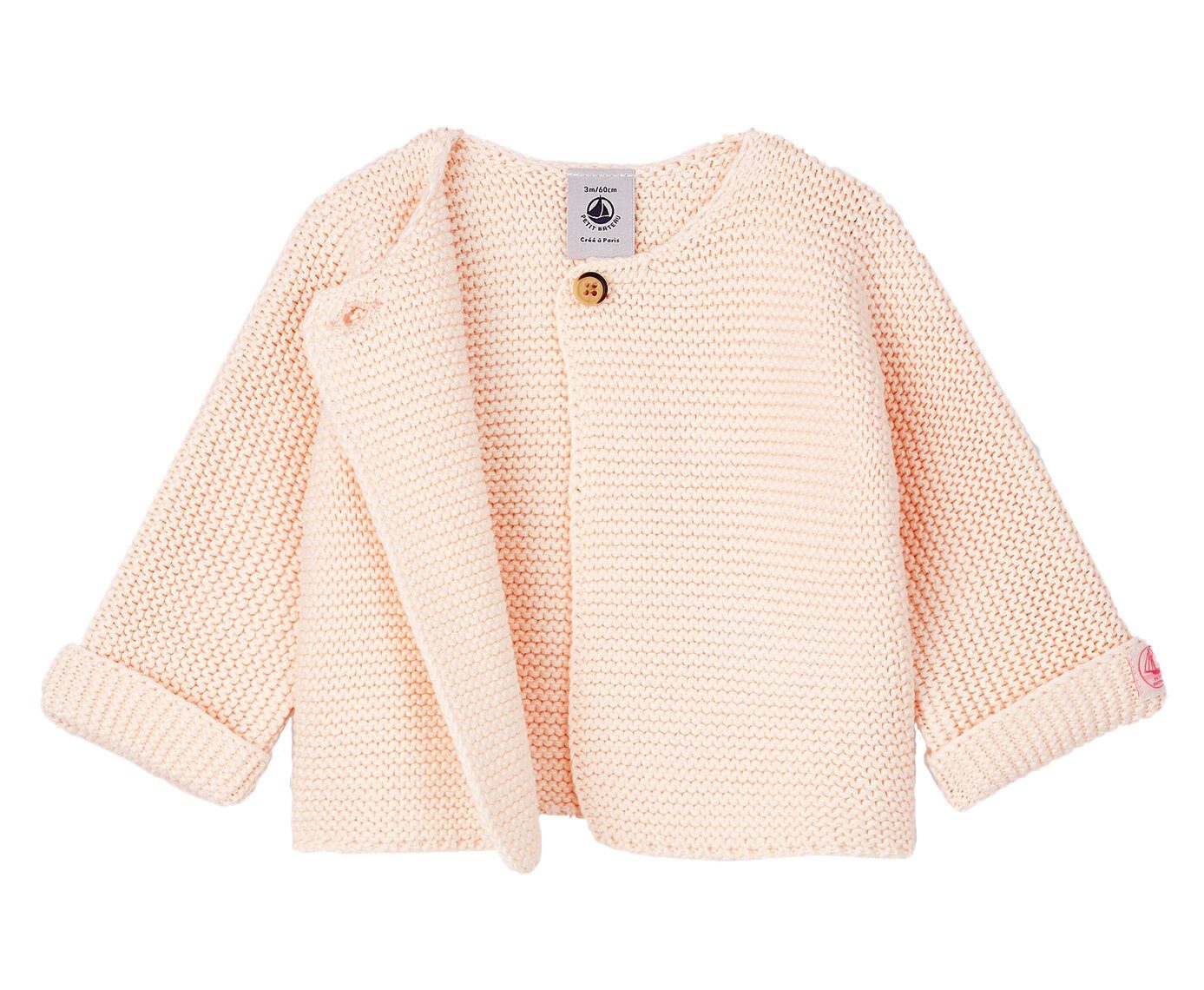 Petit Bateau Strickjacke Petit Bateau Baby Strickjacke cardigan rosa fleur Krausstrick