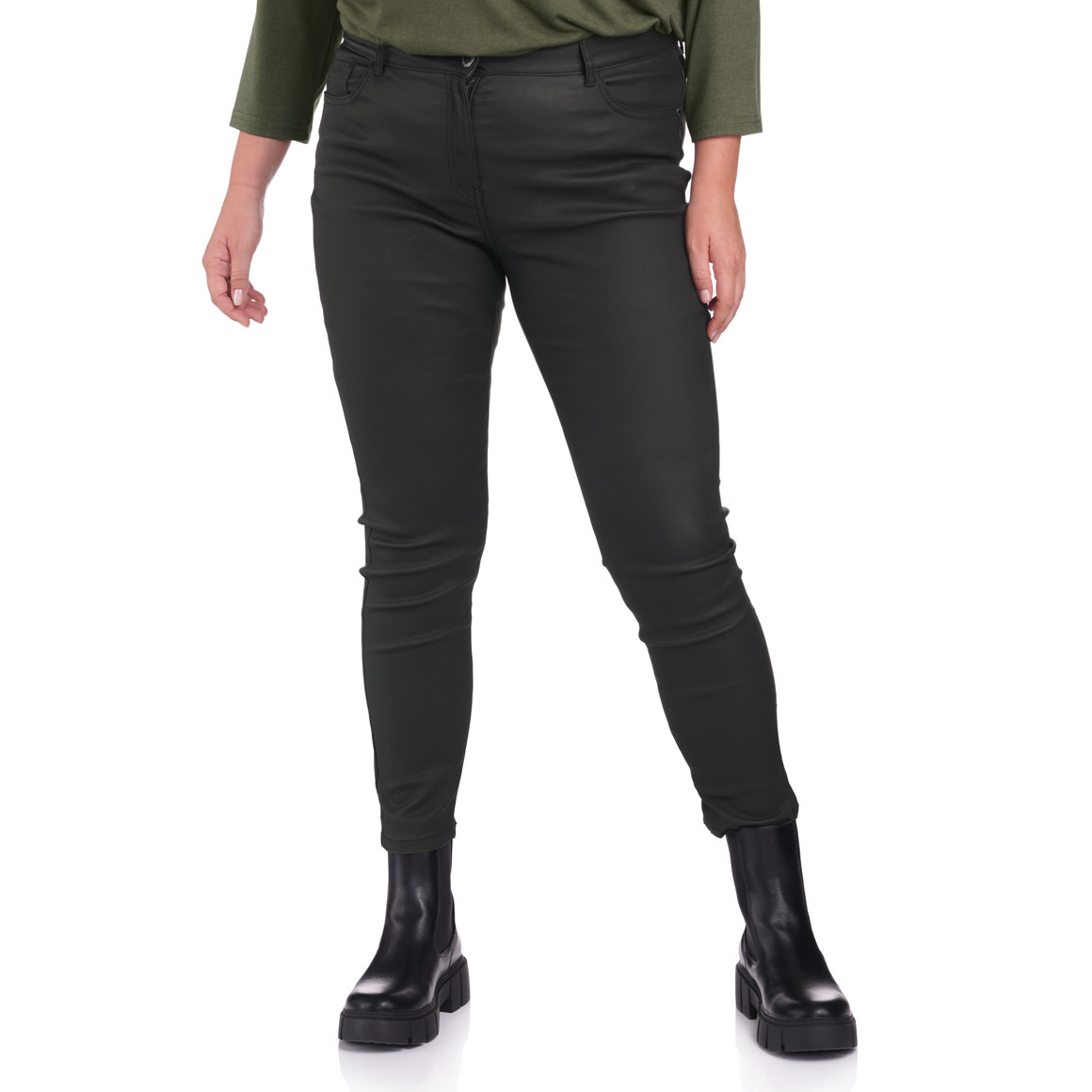 Damen Slim-Jeans in Leder-Optik