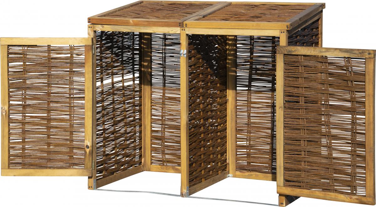 dobar Wetterfeste Doppel-Mülltonnen-Box aus Holz 120L