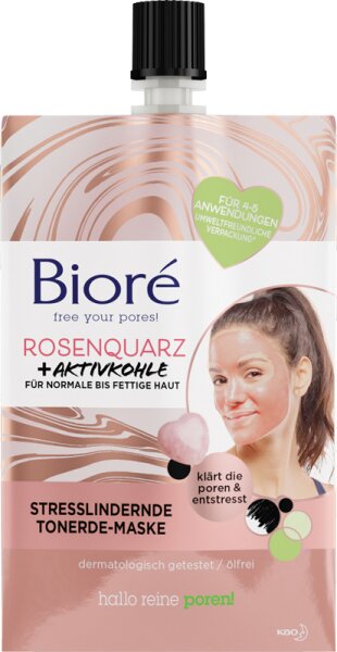 Bioré Rosenquarz & Aktivkohle Stresslindernde Tonerde-Maske Gesichtsmaske
