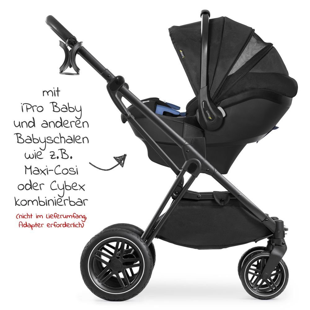 Hauck Kombi-Kinderwagen Vision X Duoset Black - Melange Rose, (7-tlg), 2in1 Kinderwagen Buggy Set mit Babywanne, Sportsitz und Regenschutz