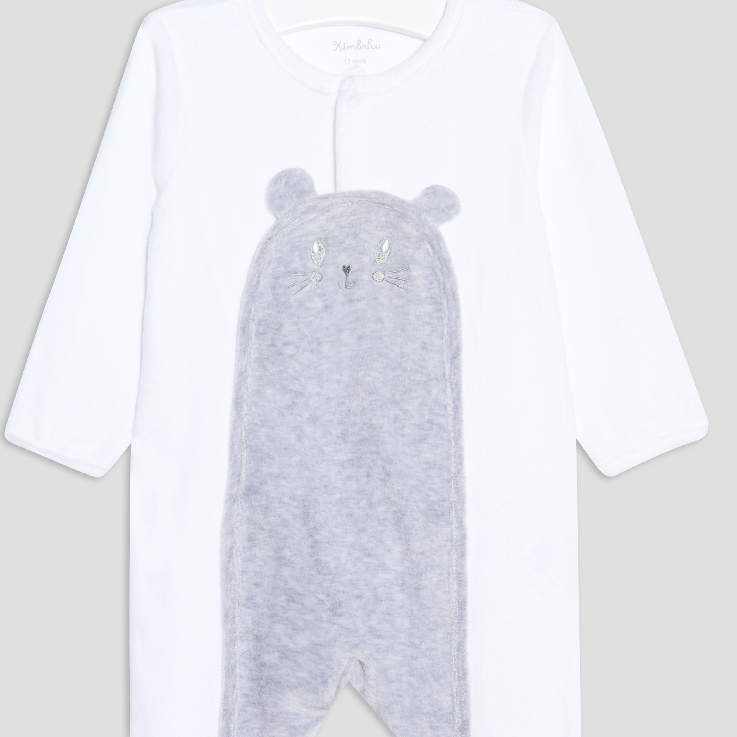 Dors-bien velours manches longues blanc mixte | La Halle