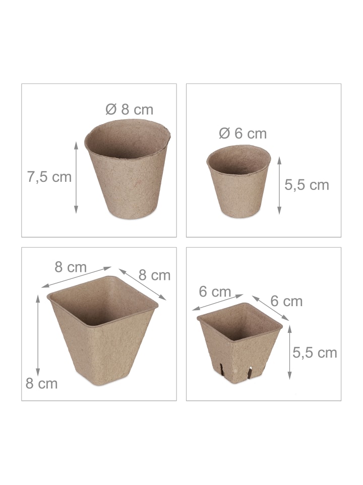 relaxdays 96 x Anzuchttöpfe in Braun günstig kaufen onesize