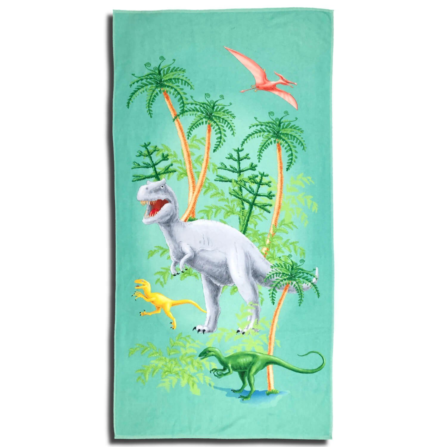 ESPiCO Strandtuch Dino, Frottee-Velour (1-St), Dinosaurier, T-Rex, Flusgaurier