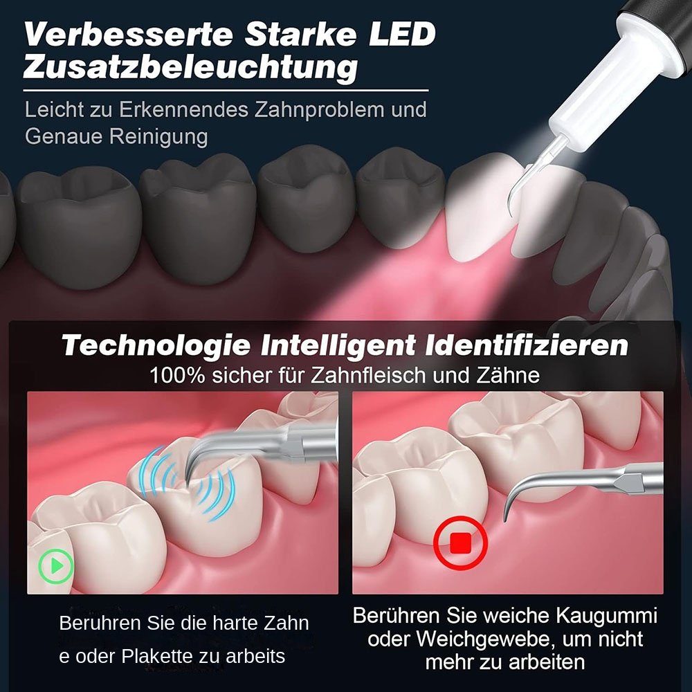 Yoyaxi Zahnpflege-Set Pflege der Zähne zu Hause mit Zahnaufhellung, 1-tlg., Rechargeable Set mit 4 Modi und 2 austauschbaren Reinigungsköpfen