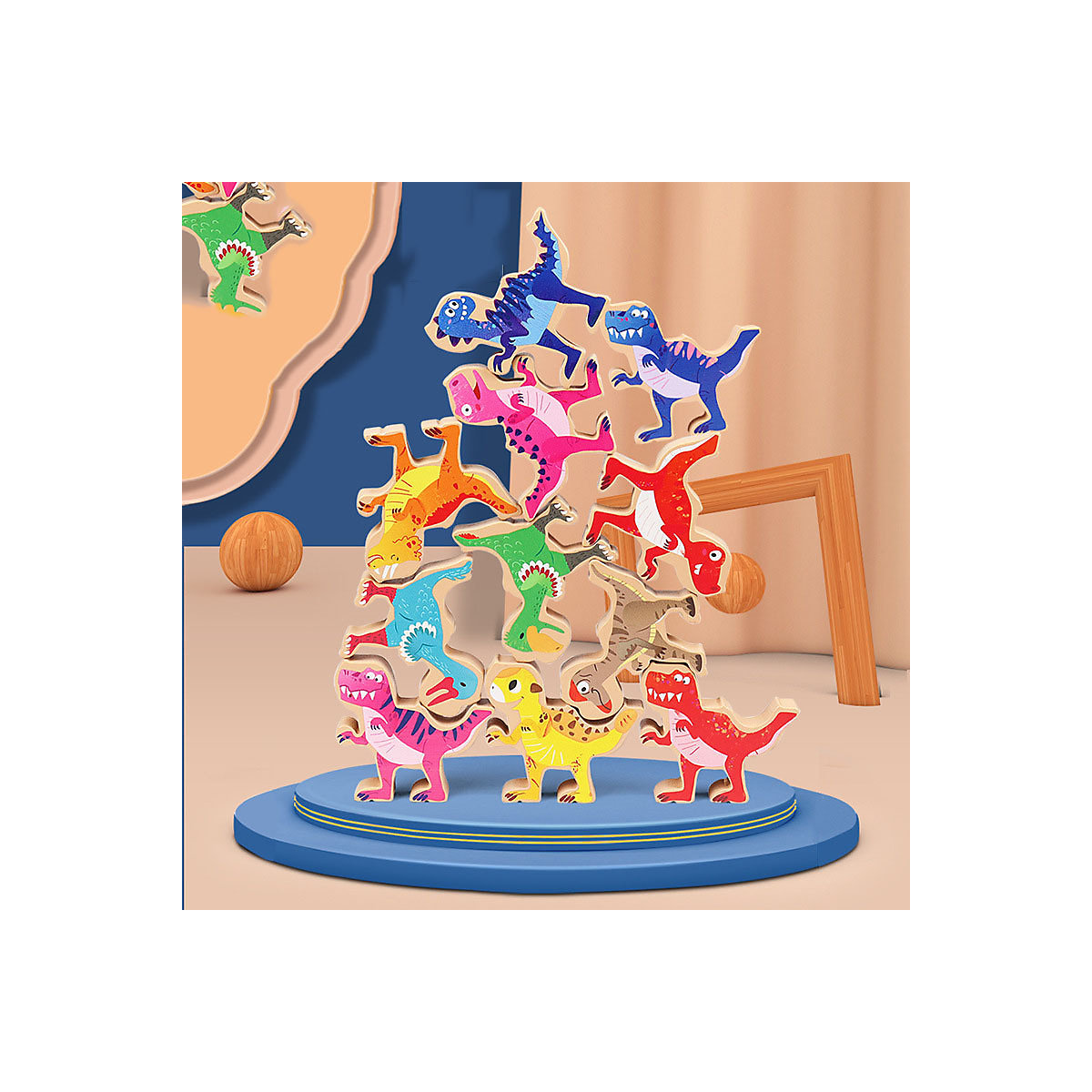 Balance Schiff stapeln frühe Bildung pädagogisches Spielzeug Kinder Dinosaurier hölzerne Balance Montage Blöcke stapeln hoch