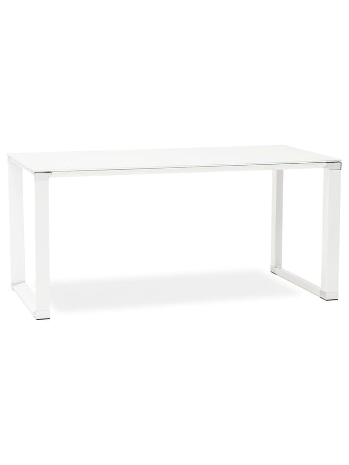 KADIMA DESIGN Schreibtisch Glas 160x80 cm funktional Chromdetails, Computertisch in Weiß günstig kaufen
