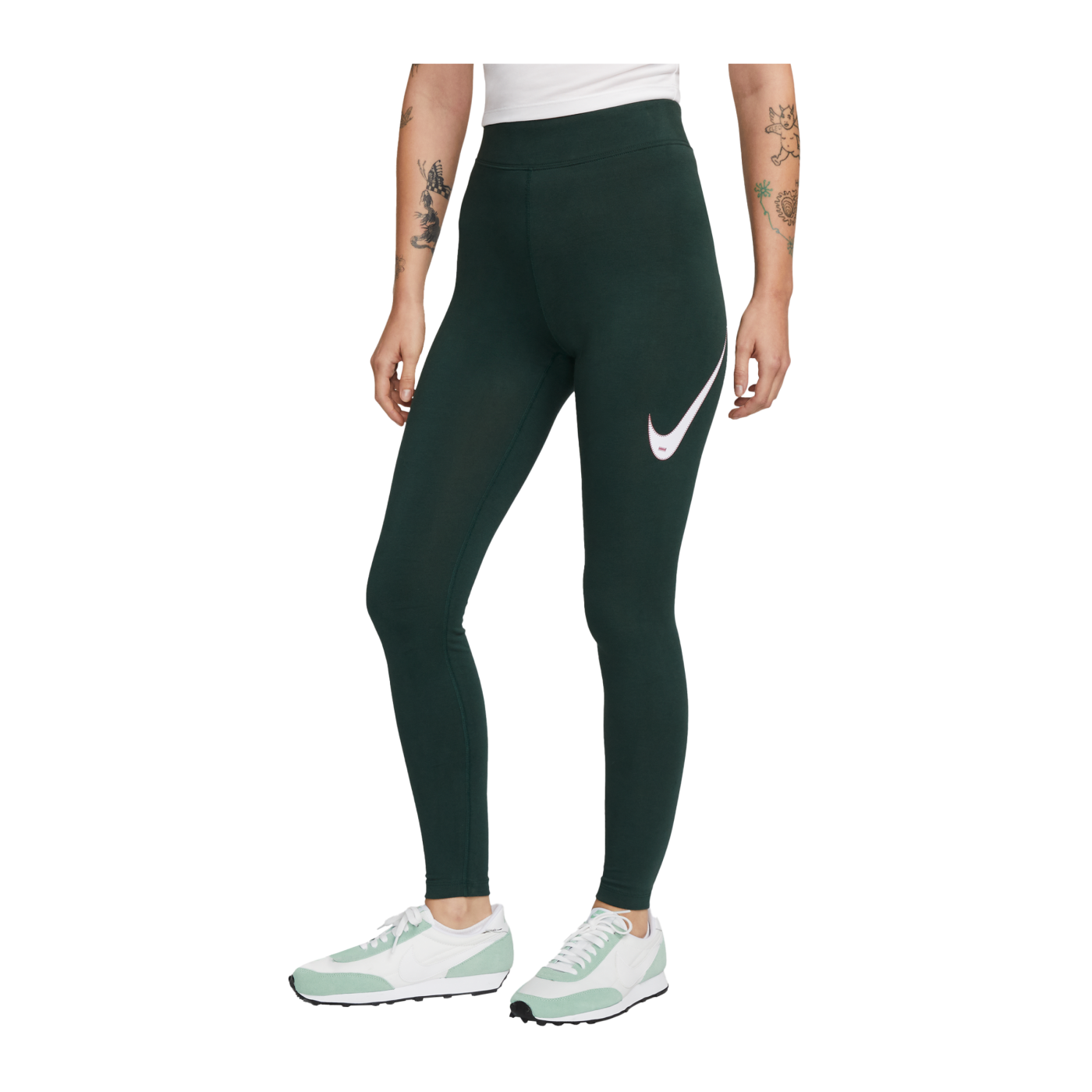 Nike Swoosh High-Rise Leggings Damen Grün F397