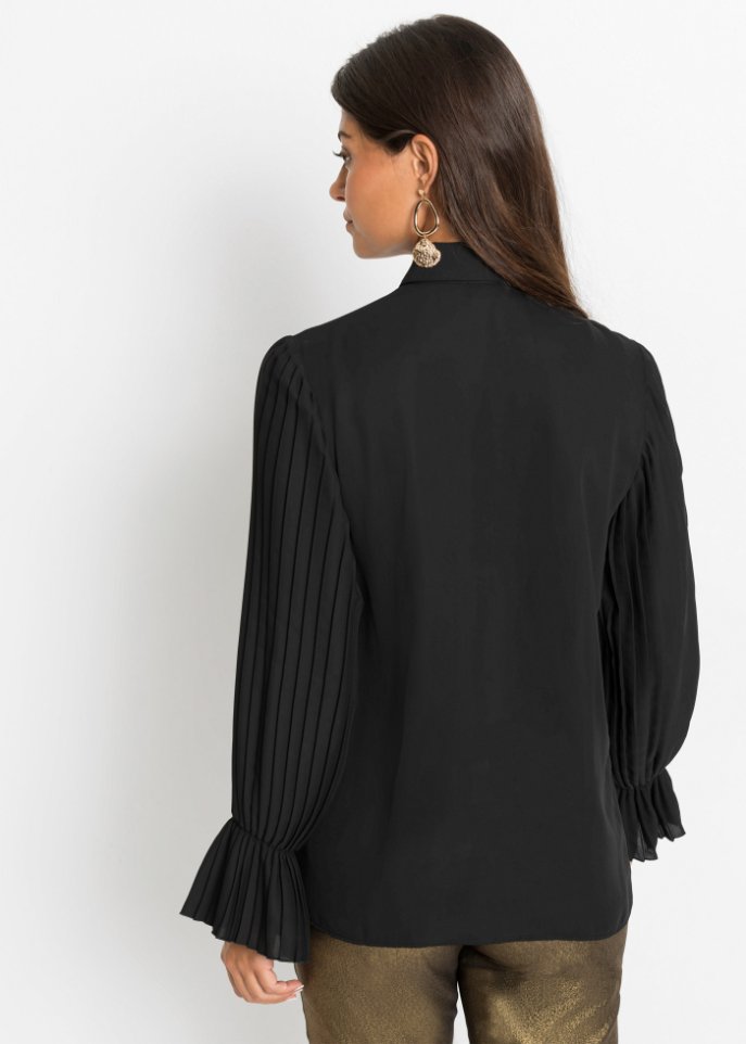 Bluse mit Plissee-Ärmeln