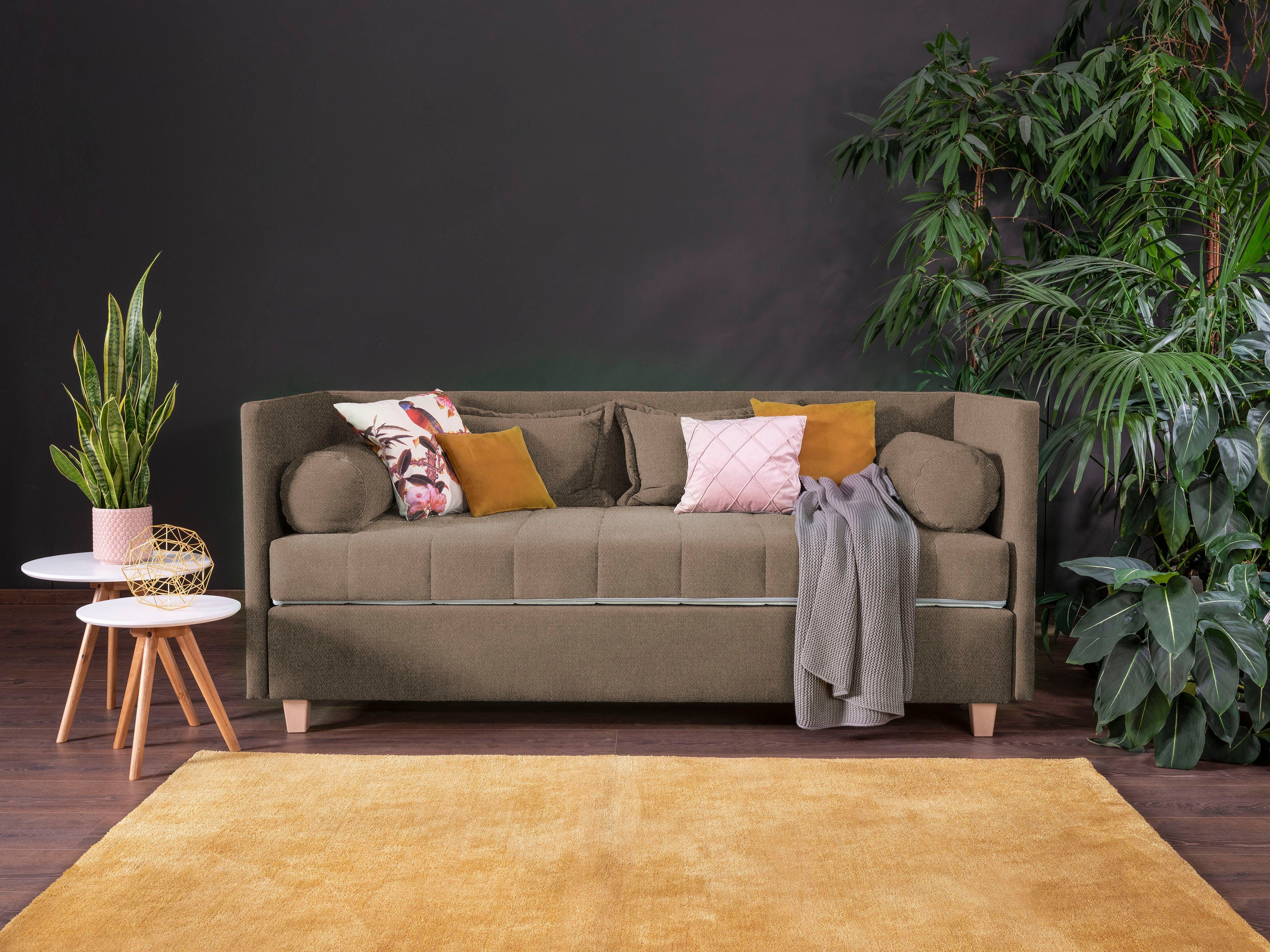 ADA trendline Schlafsofa Kona, 7-Zonen Taschenfederkernmatratze, Zierkissen-Set und Schlummerrollen