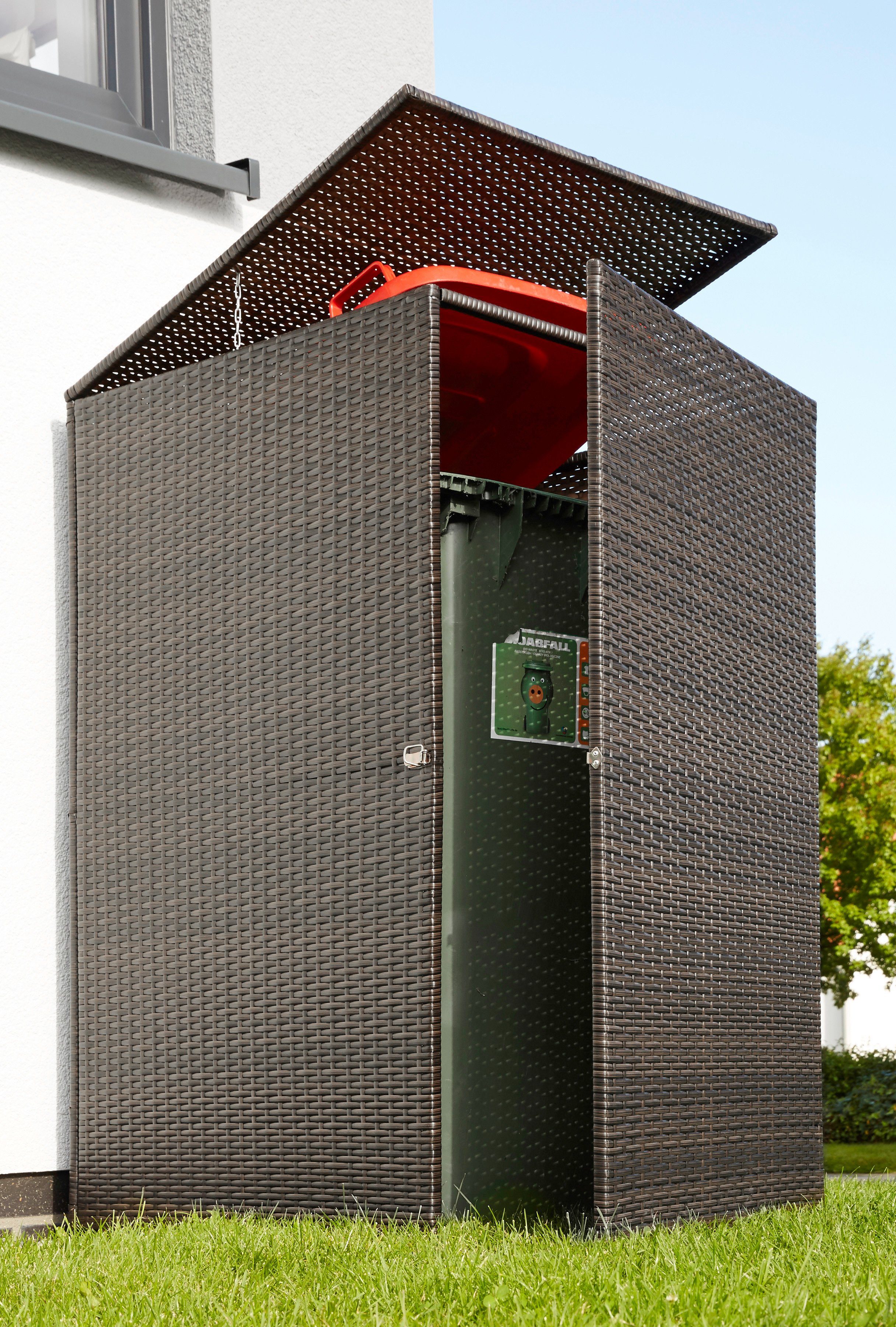 HANSE GARTENLAND Mülltonnenbox, für 1x120 l aus Polyrattan, BxTxH: 64x66x109 cm