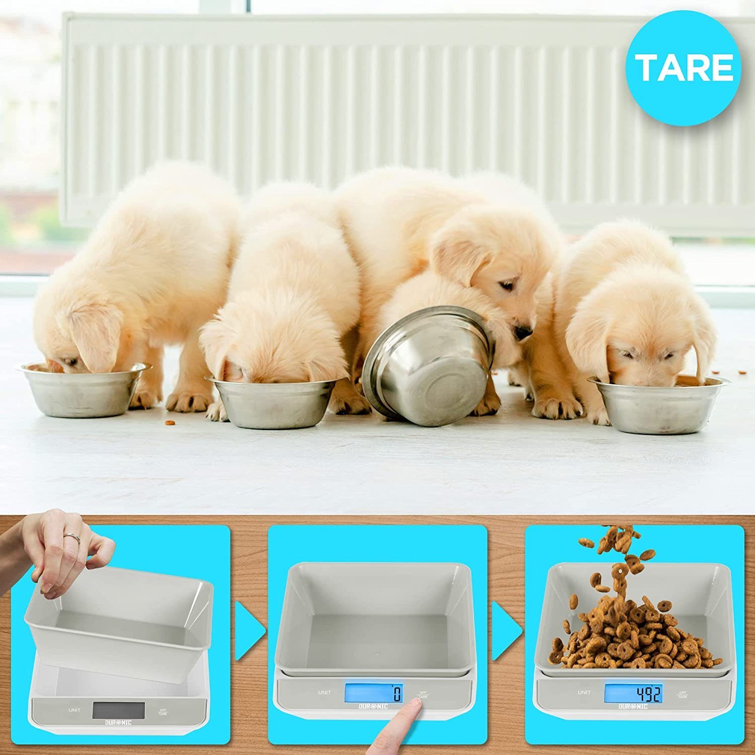 Duronic Küchenwaage, KS100 GY Küchenwaage, 5 kg Digitalwaage mit 1,2 L Schüssel