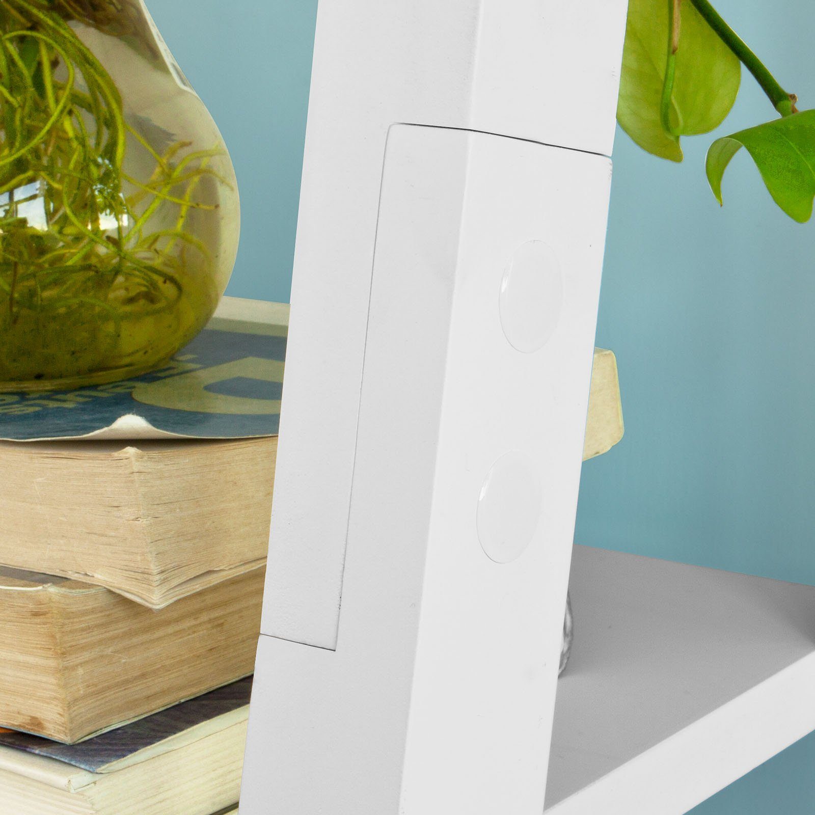 SoBuy Leiterregal FRG61, Wandregal Badregal Standregal Bücherregal mit fünf Böden weiß