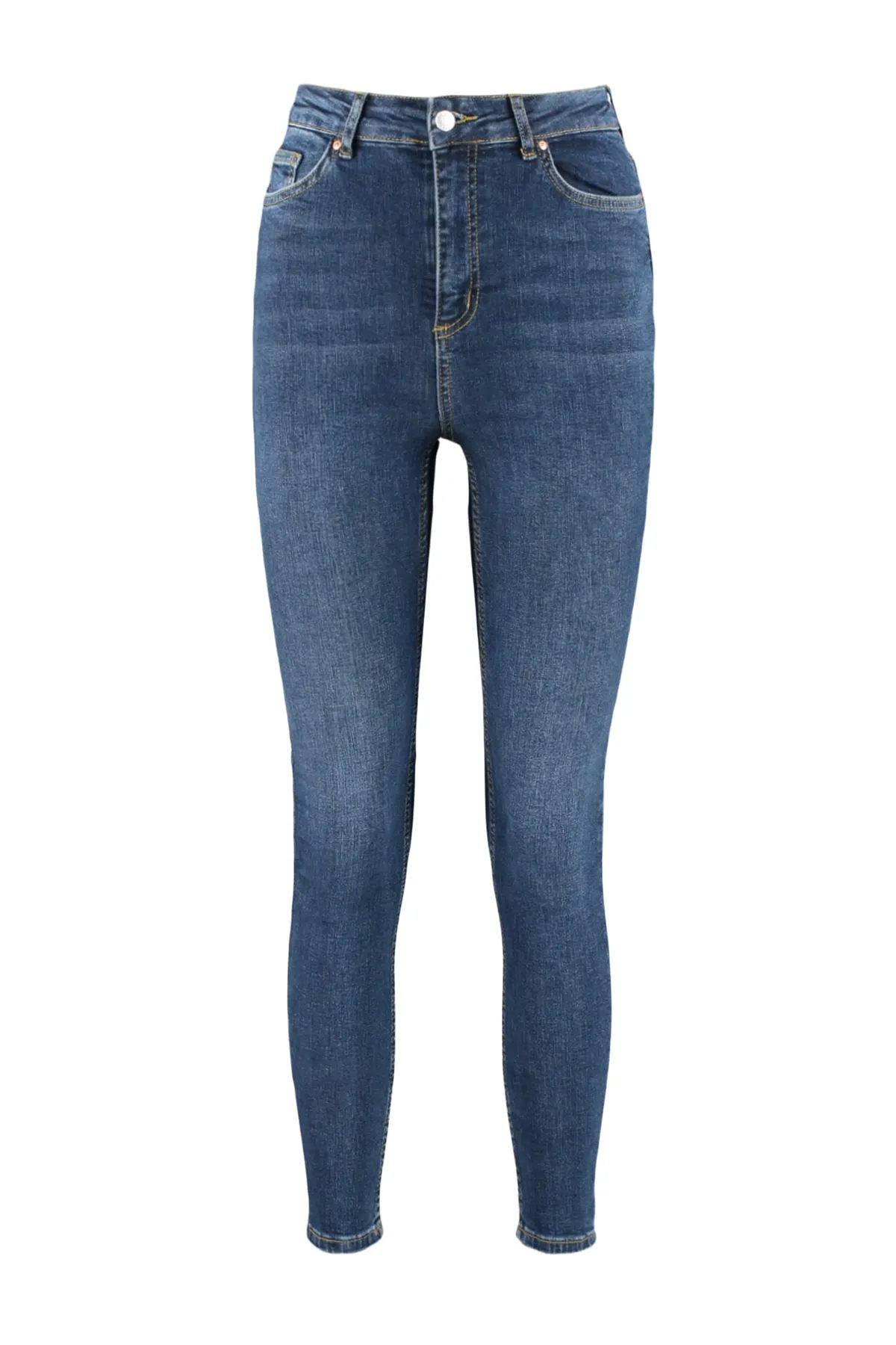 Trendyol Collection  Dunkelblaue Skinny Jeans mit normaler Taille TWOSS23JE00073