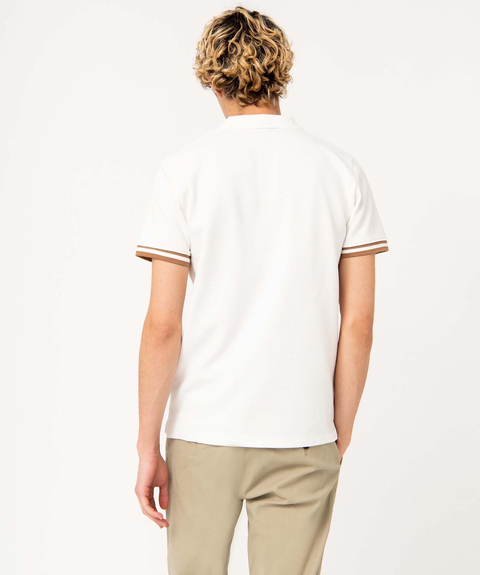 Polo homme à manches cortes en maille épaisse blanc | GEMO